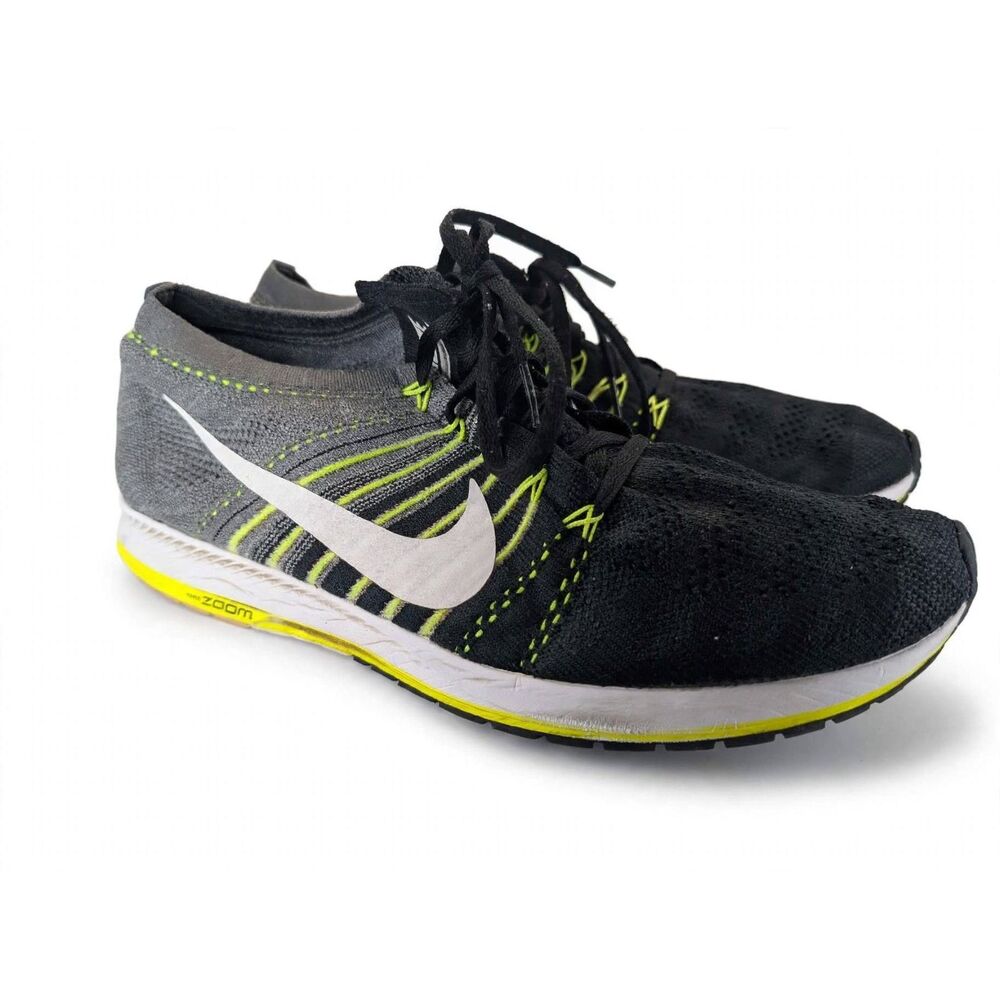 Nike Flyknit Streak 835994-001 Black Volt Mens 13 Racing Run Shoes Pre-Owned